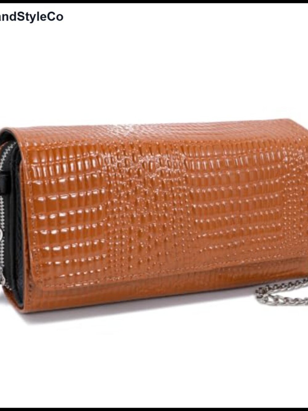 Croc Embossed Genuine Leather Crossbody Wallet Clutch Bag for Women